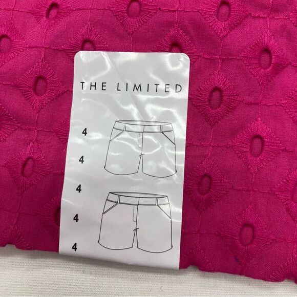 The Limited Tailored Shorts 4 Hot Pink Eyelet 100 Cotton Solid Flat Front NWT - Picture 10 of 11